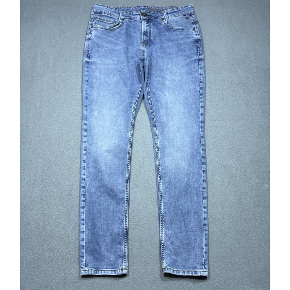 Mufti Jeans Mens 34x31 Athletic Fit Slim Taper Stretch Denim USA Light Wash